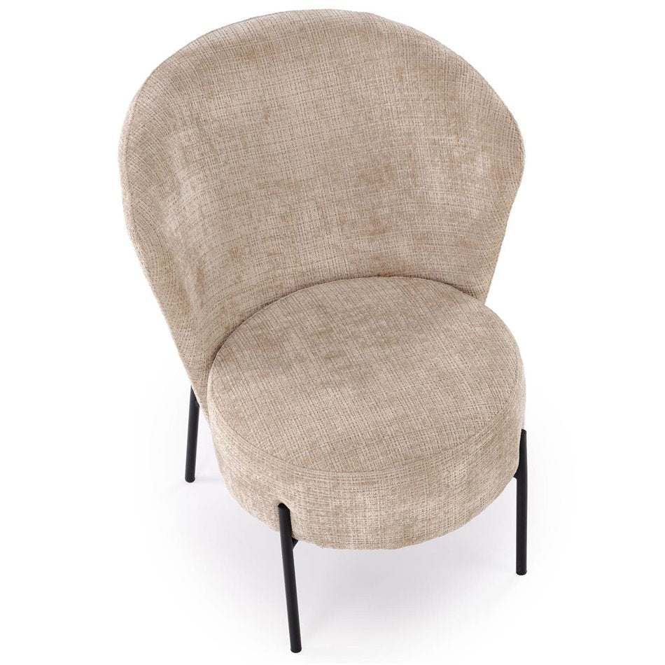 Armchair Hezar, beige, steel/polyester/wood, H85x79x70cm, seat height 45cm