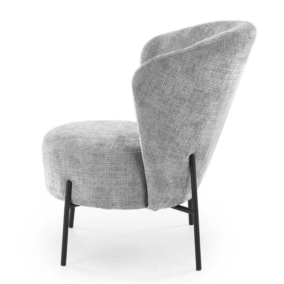 Armchair Hezar, grey, steel/polyester/wood, H85x79x70cm, seat height 45cm