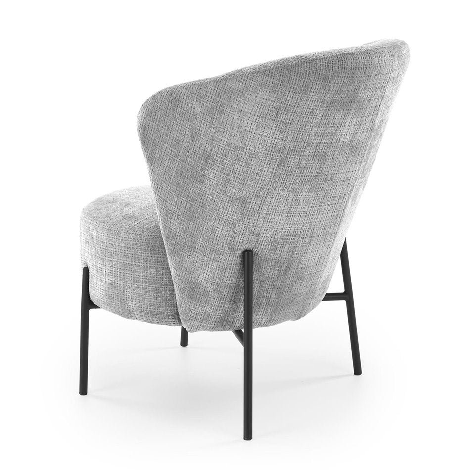 Armchair Hezar, grey, steel/polyester/wood, H85x79x70cm, seat height 45cm