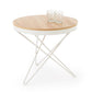 Heila Coffee Table – Natural & White MDF with Steel, Ø60×55 cm