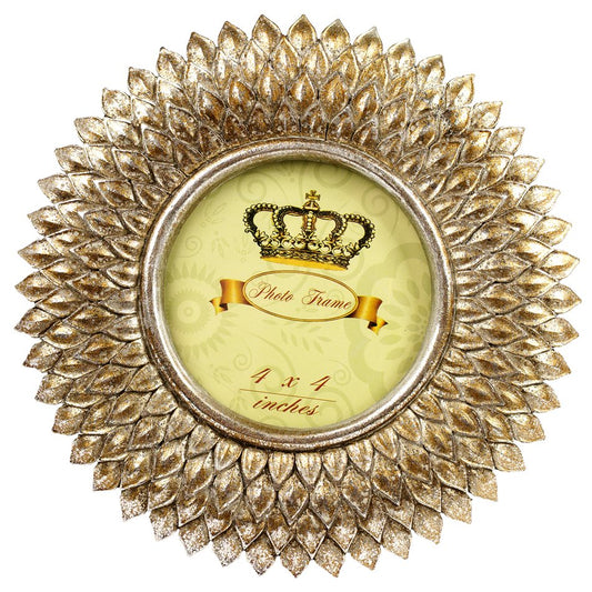 Photo frame Sun, gold color, 10x10cm photograph, D19.5x2cm