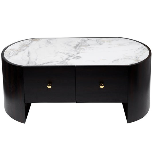Sintered Stone Coffee Table – Oak Veneer & MDF Modern Design