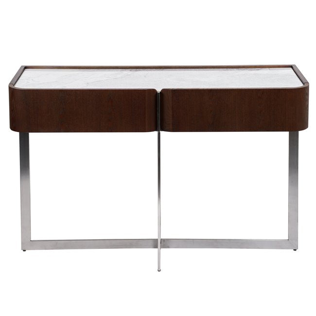 Rondola CT Console Table – Sintered Stone Top with MDF, Ash Veneer & Metal Frame