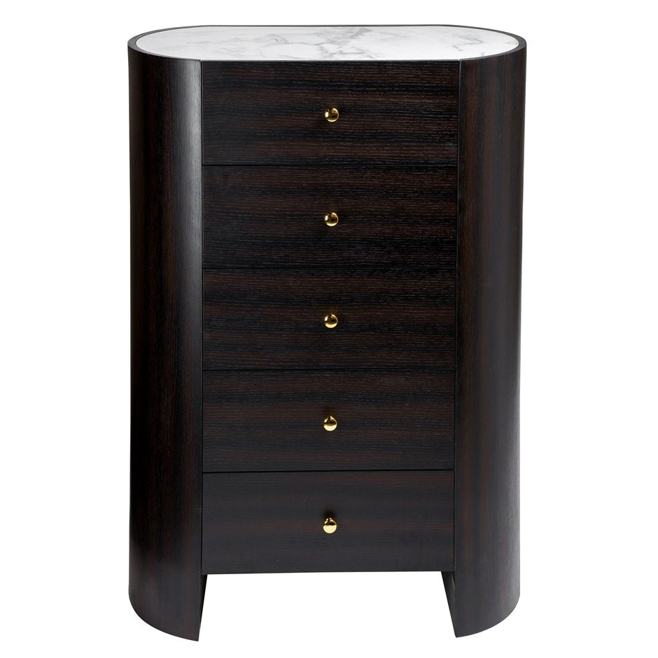Chest of drawers Romanna TB, 12mm sintered stone/MDF/oak veneer, H127x90x45cm
