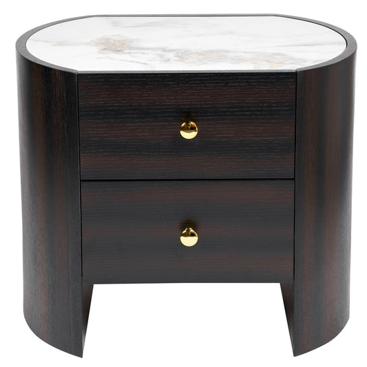 Night stand Romanna NST, 12mm sintered stone/MDF/oak veneer, H50x60x40cm