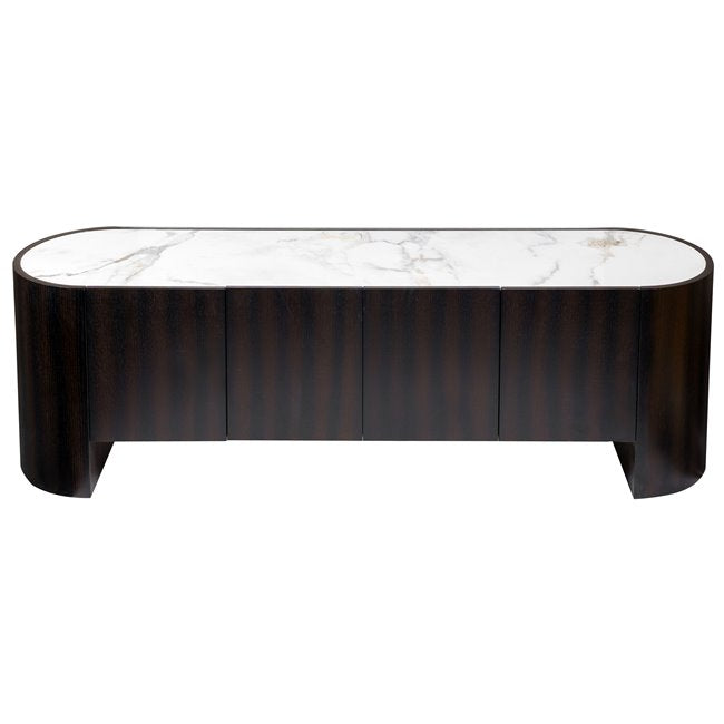 Romanna TV Stand – 12mm Sintered Stone, Oak Veneer & MDF, 180×42×55 cm