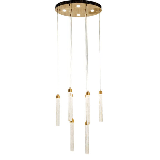Pendant lamp Sennory 8, transparent/gold color, H39-154cm, D50cm, LED 72W, 3000K/6000K