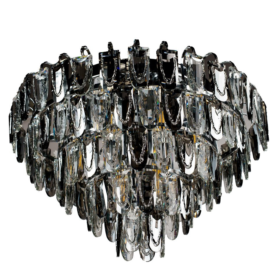 Pendant lamp Seaton 12, gray/chrome color, H46cm, D50cm, E14x12 40W(MAX)