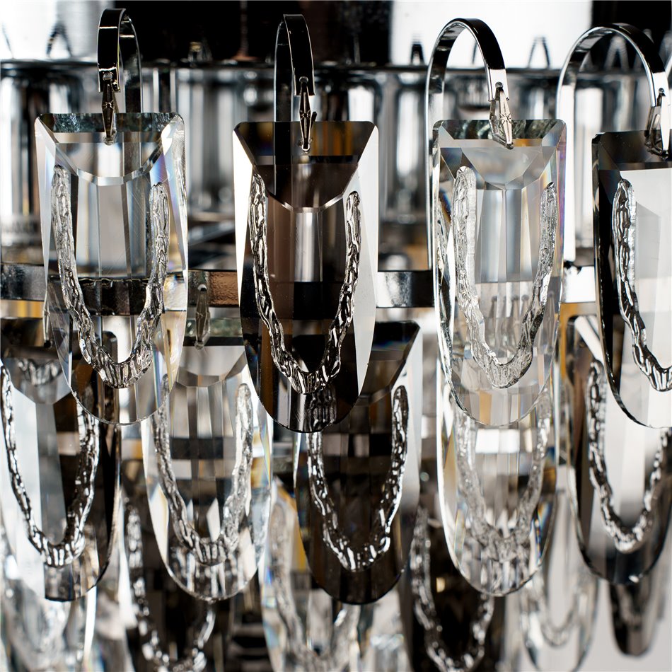 Pendant lamp Seaton 12, gray/chrome color, H46cm, D50cm, E14x12 40W(MAX)