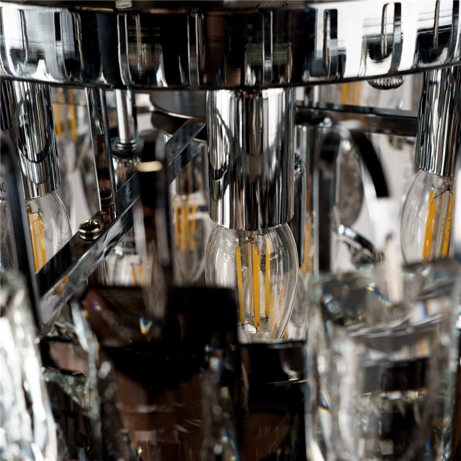 Pendant lamp Seaton 12, gray/chrome color, H46cm, D50cm, E14x12 40W(MAX)