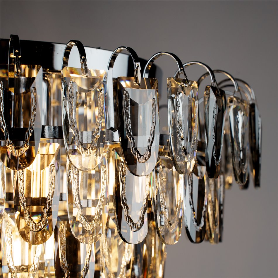 Pendant lamp Seaton 12, gray/chrome color, H46cm, D50cm, E14x12 40W(MAX)