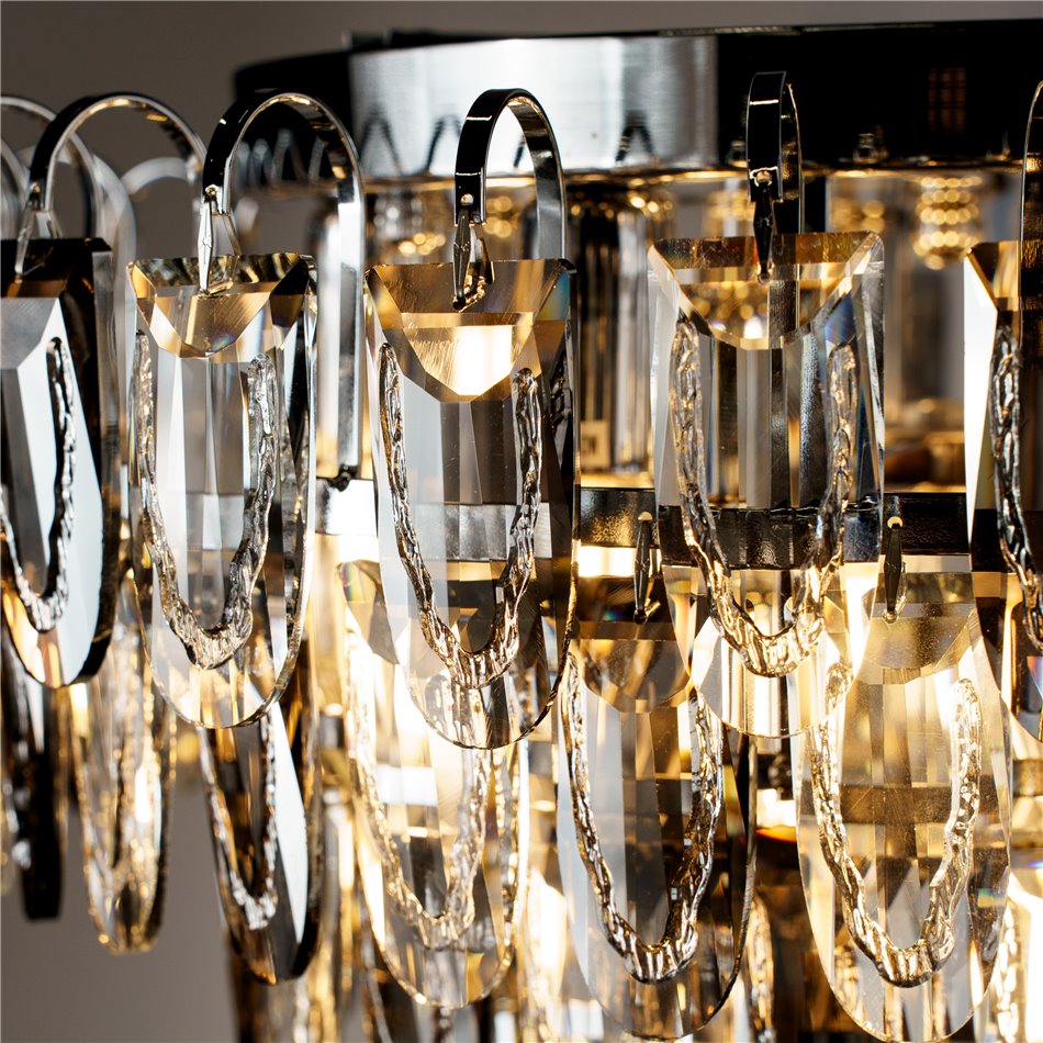 Pendant lamp Seaton 12, gray/chrome color, H46cm, D50cm, E14x12 40W(MAX)