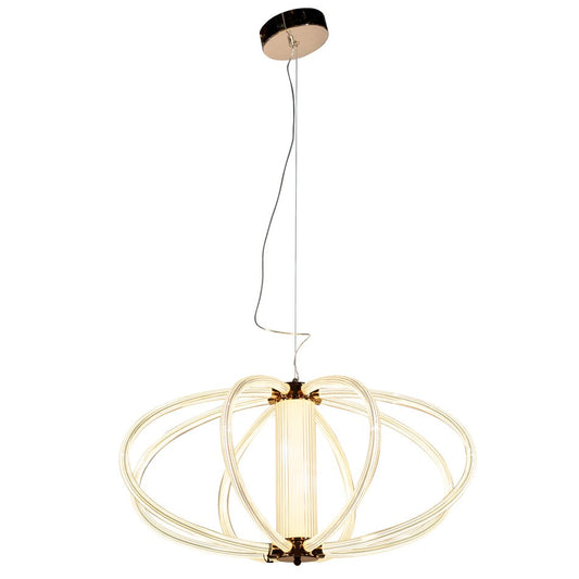 Pendant lamp Selllow, CRI-80, gold color, H40-120cm, D65cm, LED 161W, 3000K