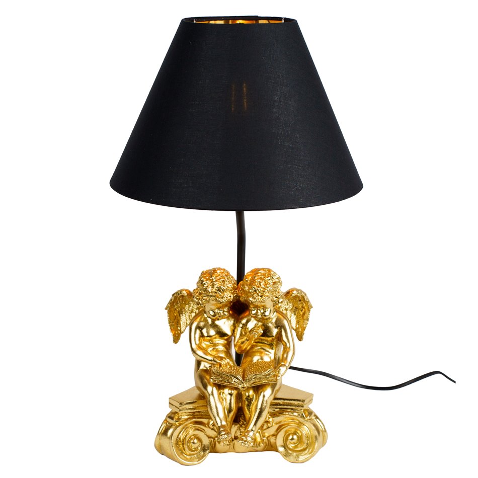 Table lamp Angel gold, black/gold color, H44.5cm, D25cm, E27 40W(MAX)