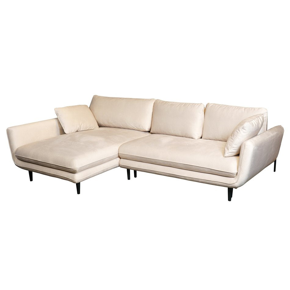 Corner Sofa Wesolano – Left Corner, Beige Fabric, with Sleeping Function & Storage, 260×167×83 cm