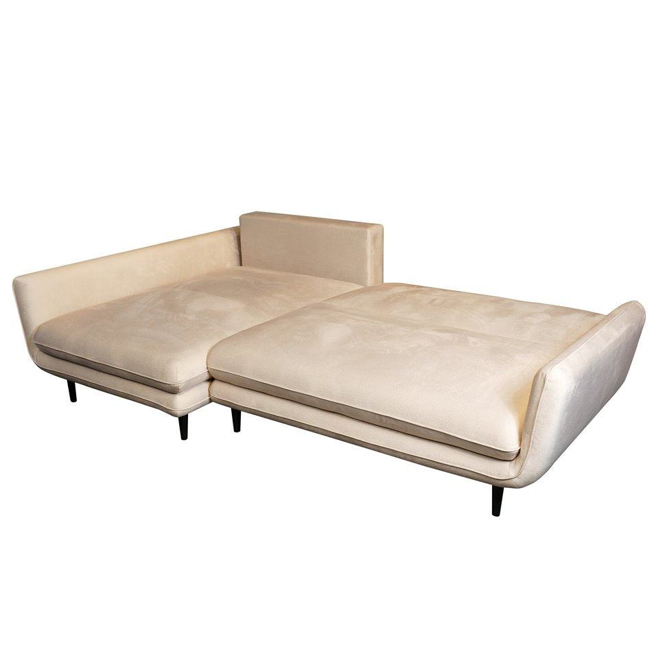 Corner Sofa Wesolano – Left Corner, Beige Fabric, with Sleeping Function & Storage, 260×167×83 cm