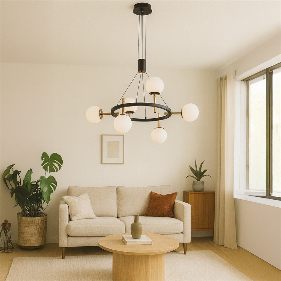 Pendant lamp I Izabelle, H74-115cm D76cm, G9 LED x6 35W(MAX)
