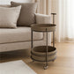 Round Coffee Table – Leather & Metal Modern Design