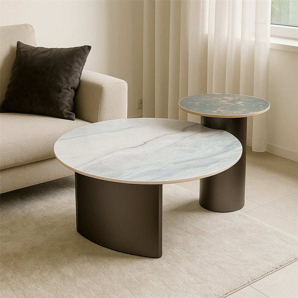 Sintered Stone Coffee Table – Modern Metal Frame