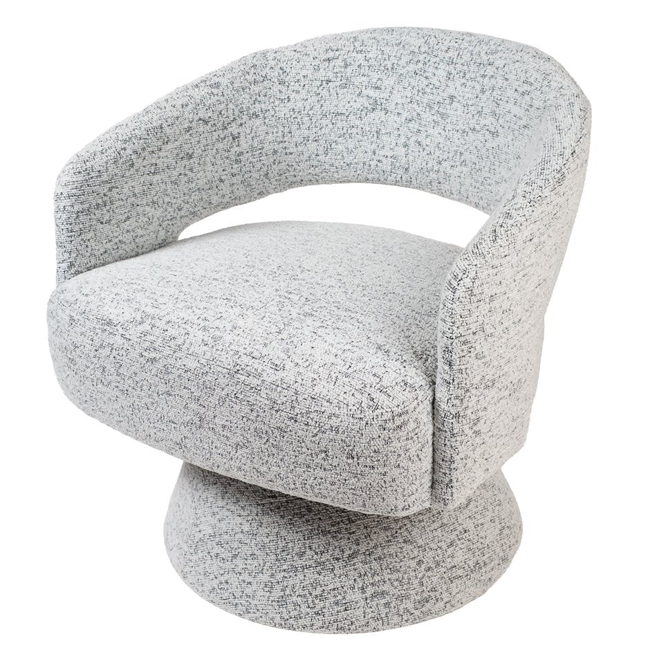 Armchair Delle, swivel 360, white/grey, H72x71x72cm, seat H45cm
