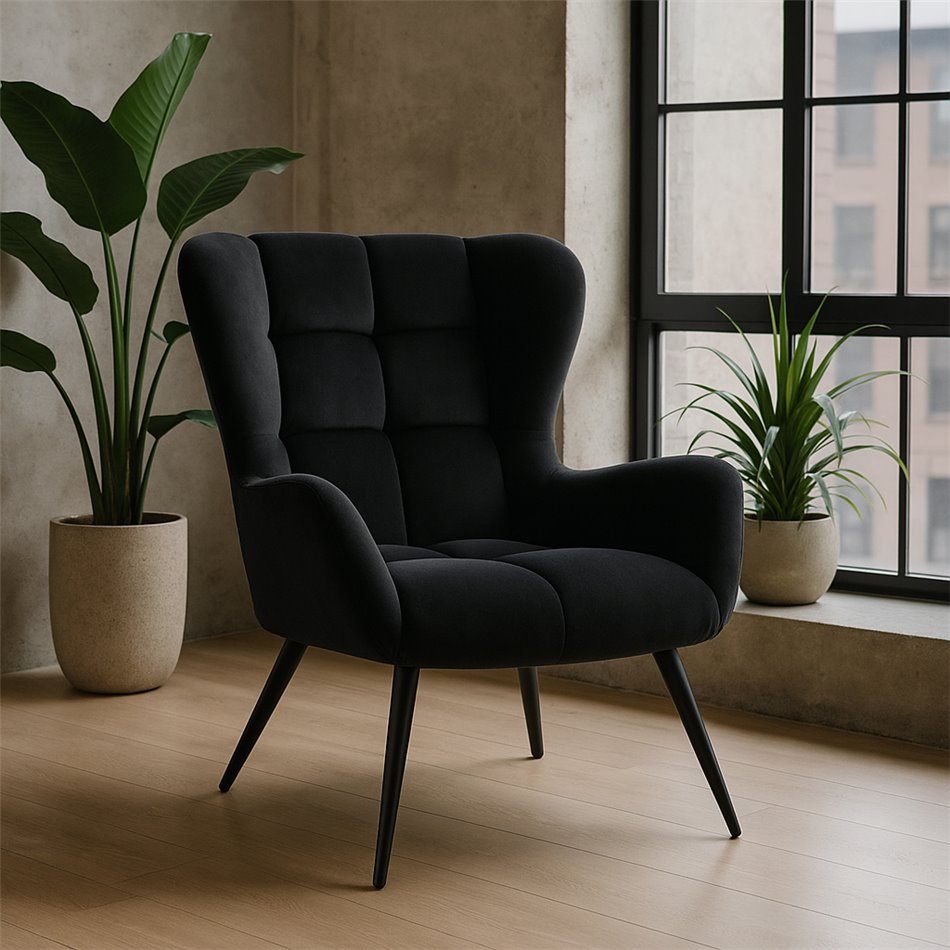 Lounge chair Harion, black, H91x75x86cm, seat H48cm