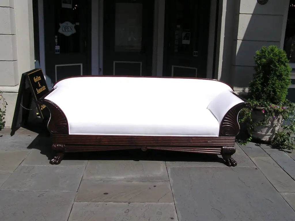 Jamaican Cuban Mahogany Upholstered Sofa