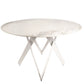 Larne Round Dining Table, Sintered Stone/Metal, White, Ø130×76 cm