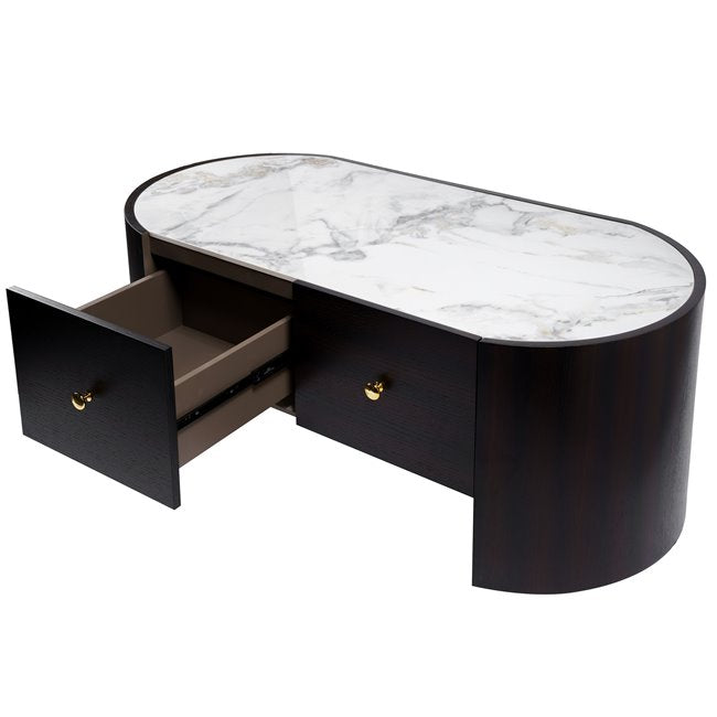 Sintered Stone Coffee Table – Oak Veneer & MDF Modern Design