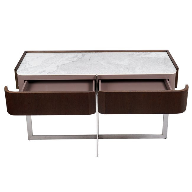 Rondola CT Console Table – Sintered Stone Top with MDF, Ash Veneer & Metal Frame
