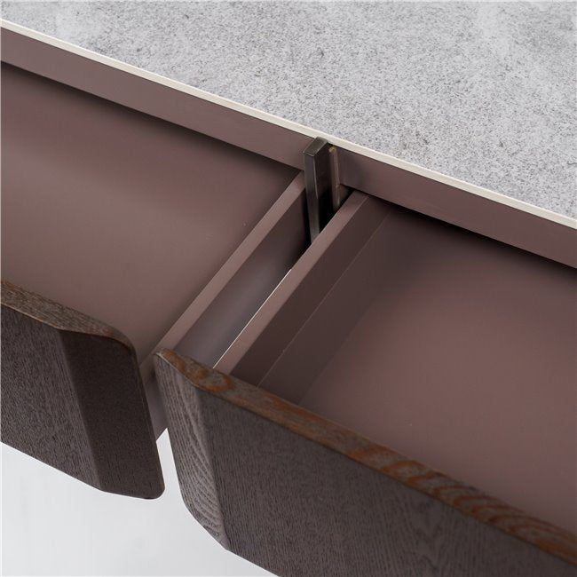 Rondola CT Console Table – Sintered Stone Top with MDF, Ash Veneer & Metal Frame