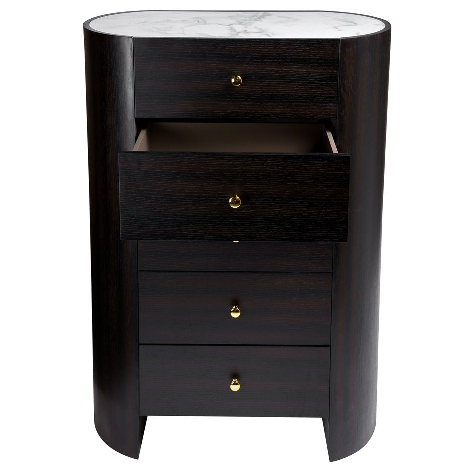 Chest of drawers Romanna TB, 12mm sintered stone/MDF/oak veneer, H127x90x45cm