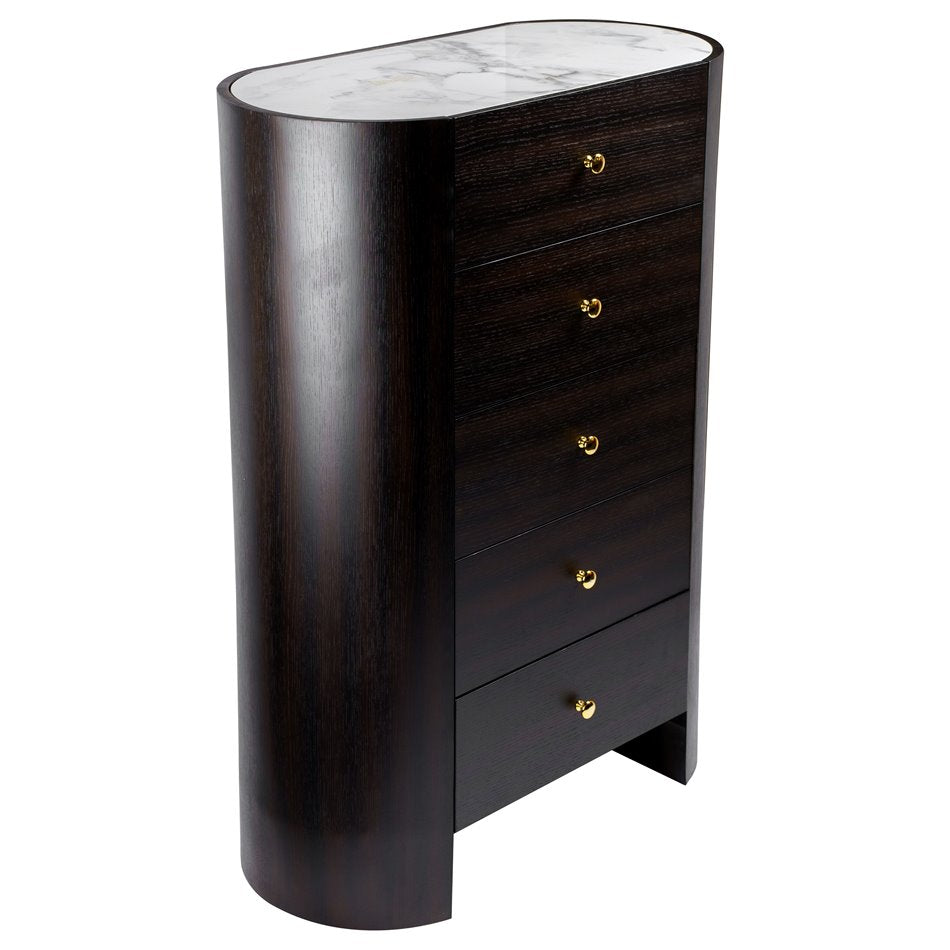 Chest of drawers Romanna TB, 12mm sintered stone/MDF/oak veneer, H127x90x45cm