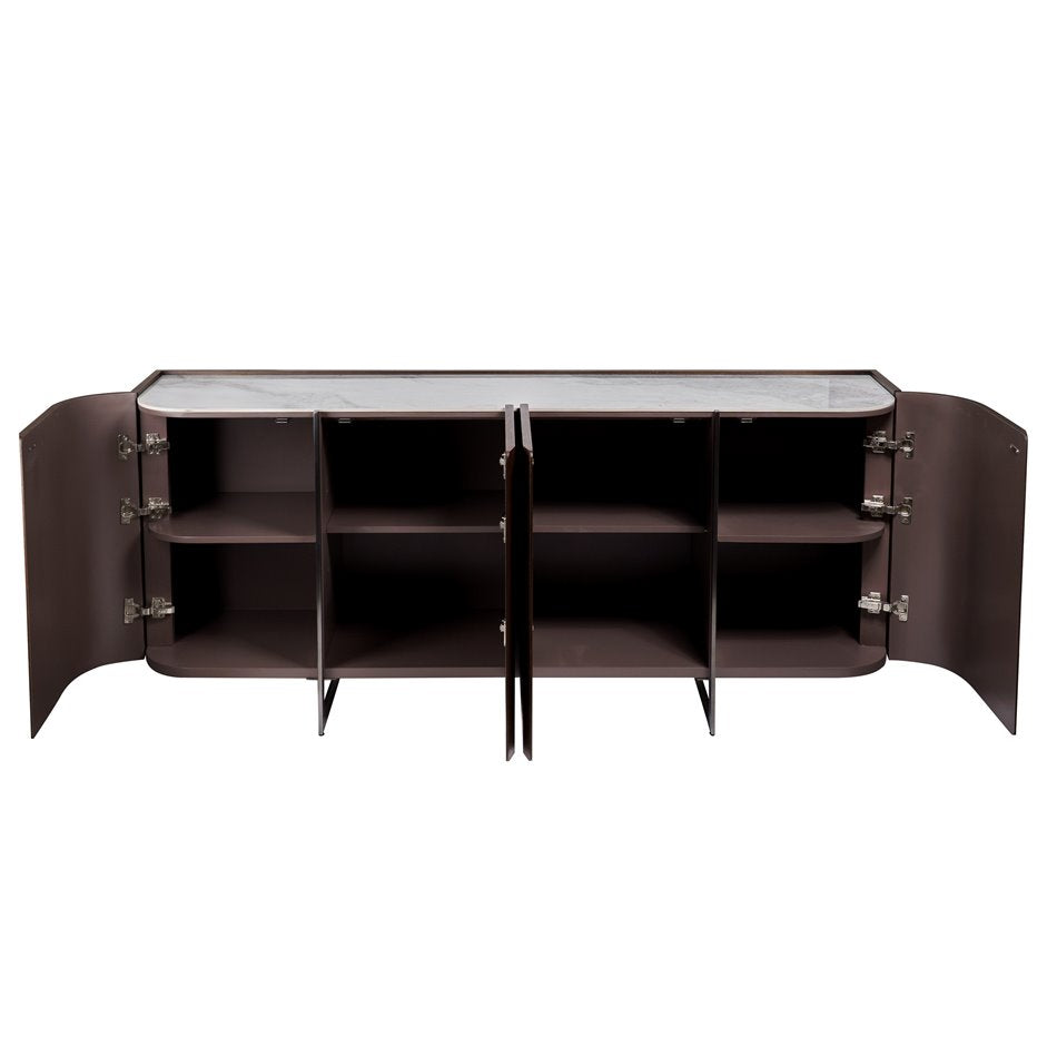 Sideboard Rond SB, sintered stone/MDF/ash veneer/metal, H78x180x42cm