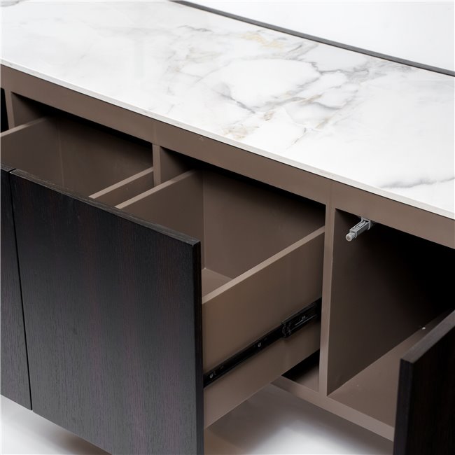 Romanna TV Stand – 12mm Sintered Stone, Oak Veneer & MDF, 180×42×55 cm