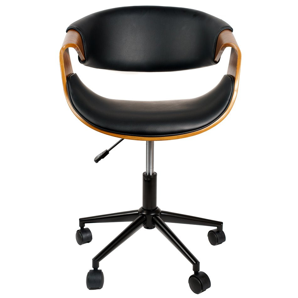 Saga Adjustable Office Chair – Walnut and Black, Modern Eco Leather Design
