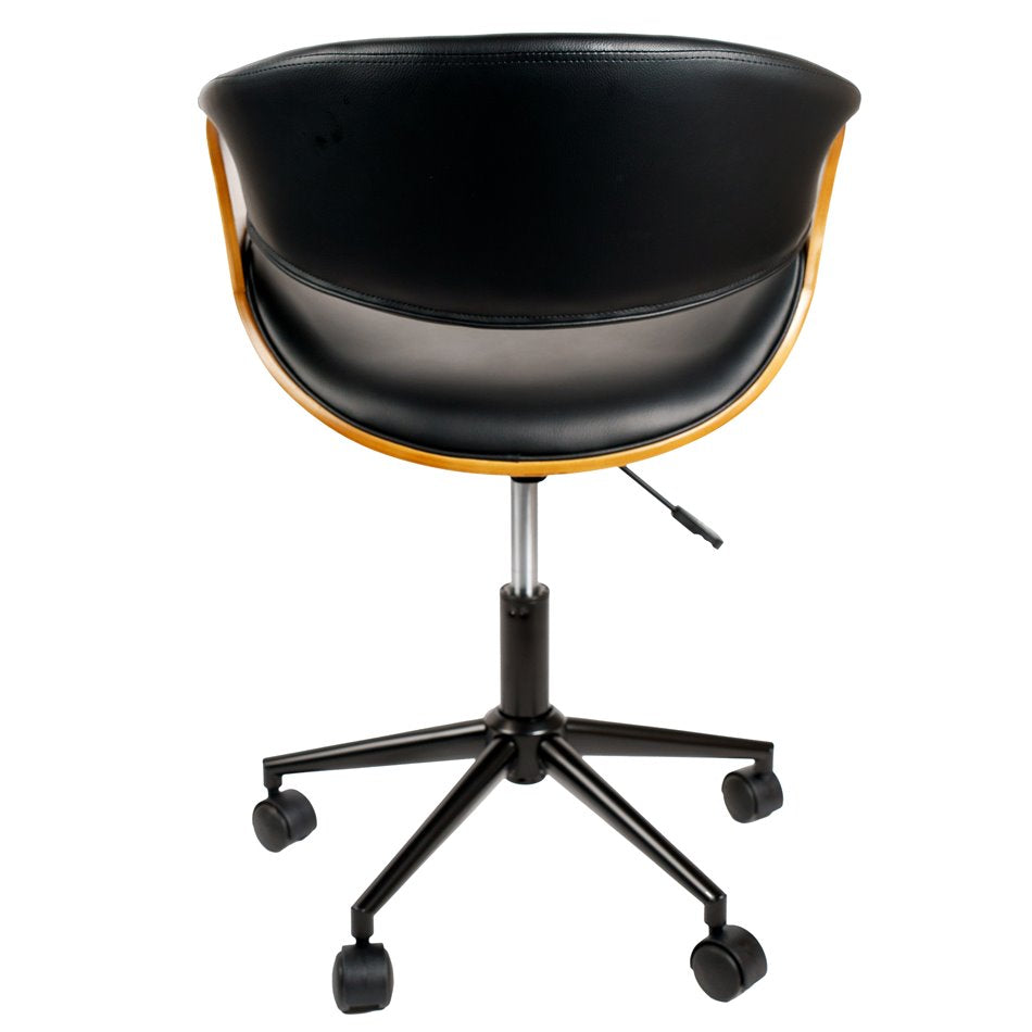 Saga Adjustable Office Chair – Walnut and Black, Modern Eco Leather Design