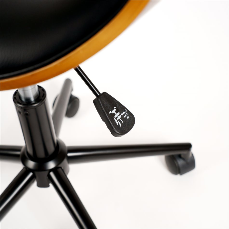 Saga Adjustable Office Chair – Walnut and Black, Modern Eco Leather Design