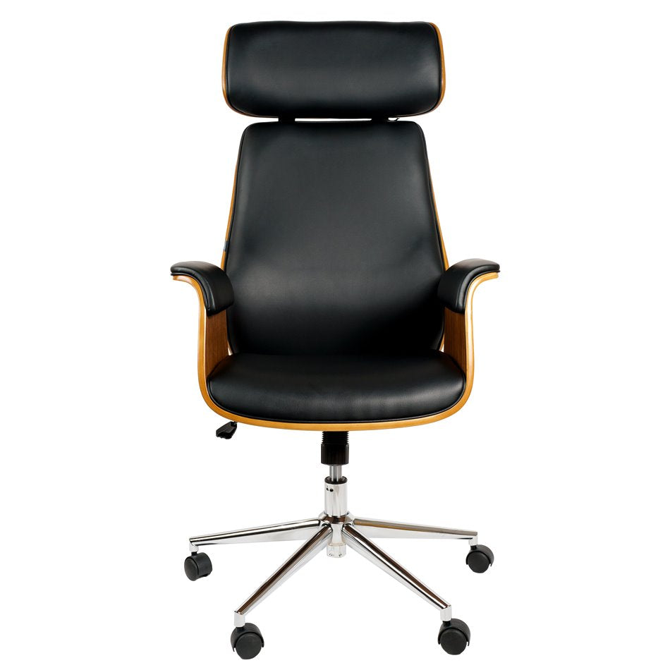 Saviore Adjustable Office Chair – Walnut and Black Eco Leather, Modern Executive Design