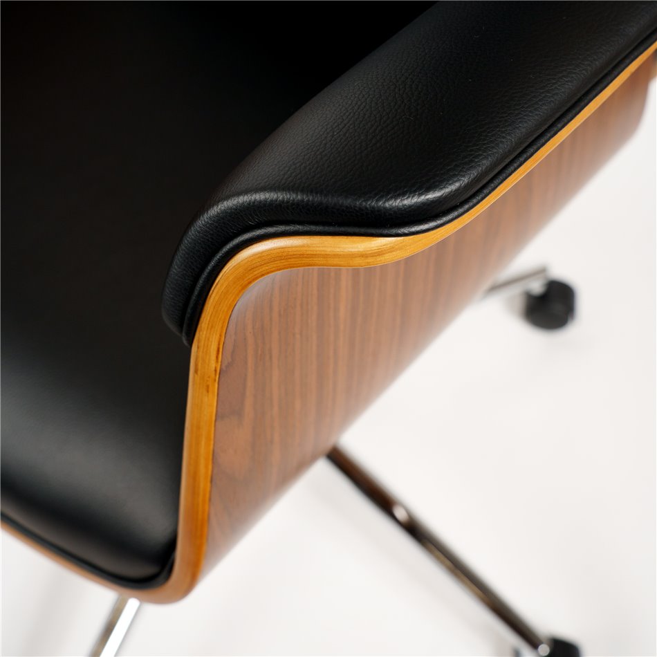 Saviore Adjustable Office Chair – Walnut and Black Eco Leather, Modern Executive Design