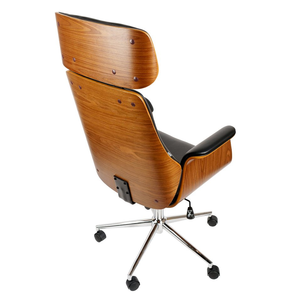Saviore Adjustable Office Chair – Walnut and Black Eco Leather, Modern Executive Design