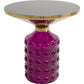 Round Glass Side Table – Purple Finish with Metal Frame