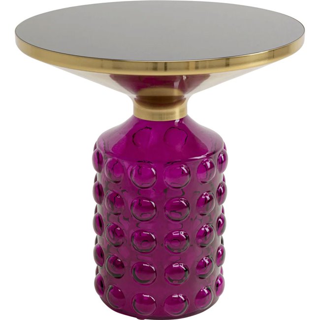Round Glass Side Table – Purple Finish with Metal Frame