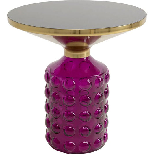 Round Glass Side Table – Purple Finish with Metal Frame