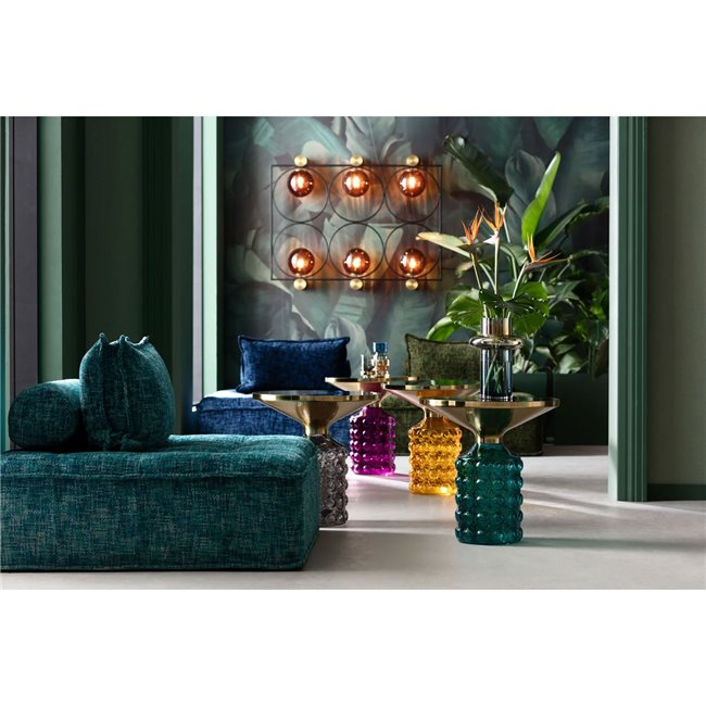 Round Glass Side Table – Purple Finish with Metal Frame