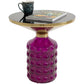 Round Glass Side Table – Purple Finish with Metal Frame