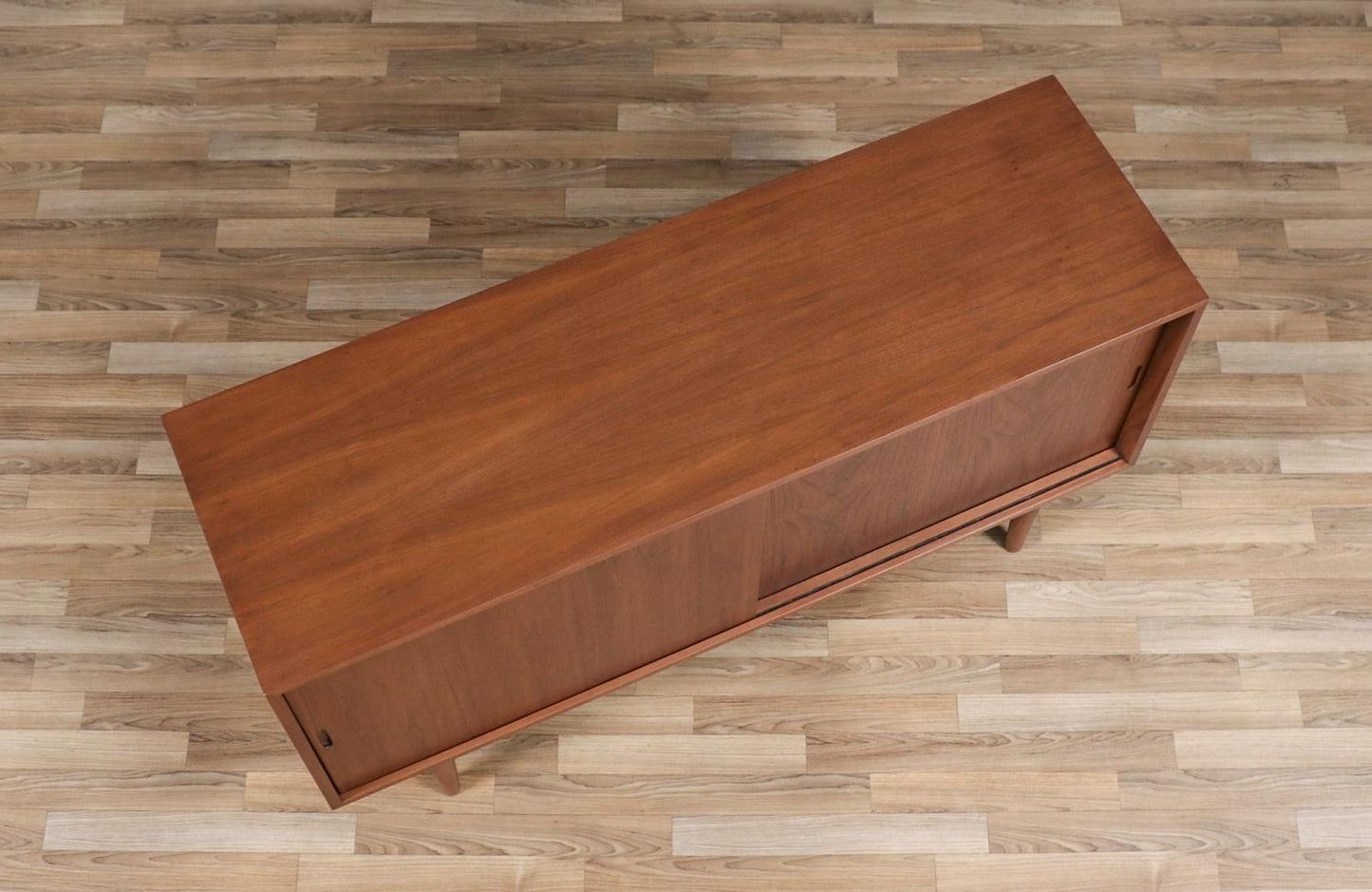 Custom Walnut Credenza – Sliding Doors, Mid-Century Modern Design