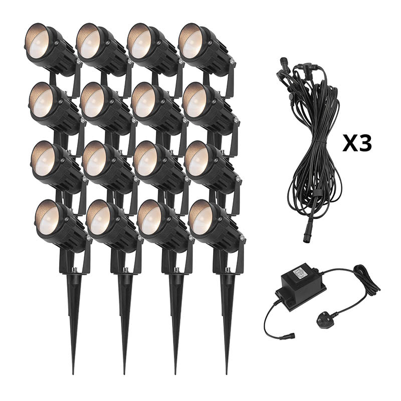 16-Light Low-Voltage Palm LED Garden Spotlight Kit (12V)