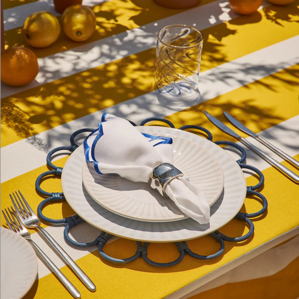 Yellow and White Striped Cotton Tablecloth – 235 x 335 cm