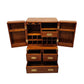 Wooden jewelry box with multiple compartments and drawers on a white background