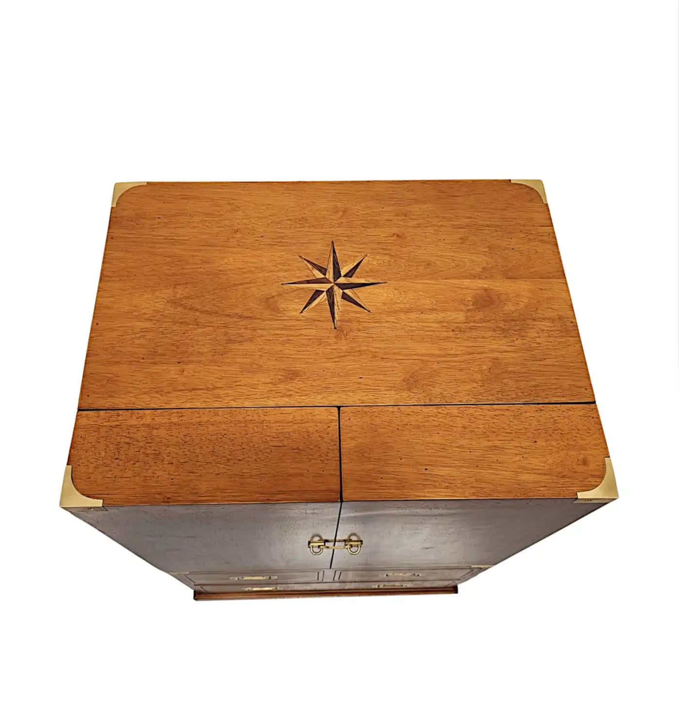 Wooden box with a star design on a white background
